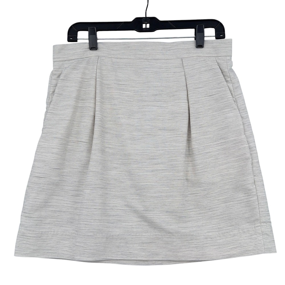 Gap A-Line Mini Skirt Women 12 Cotton Spandex Gray‎ White Striped 226235